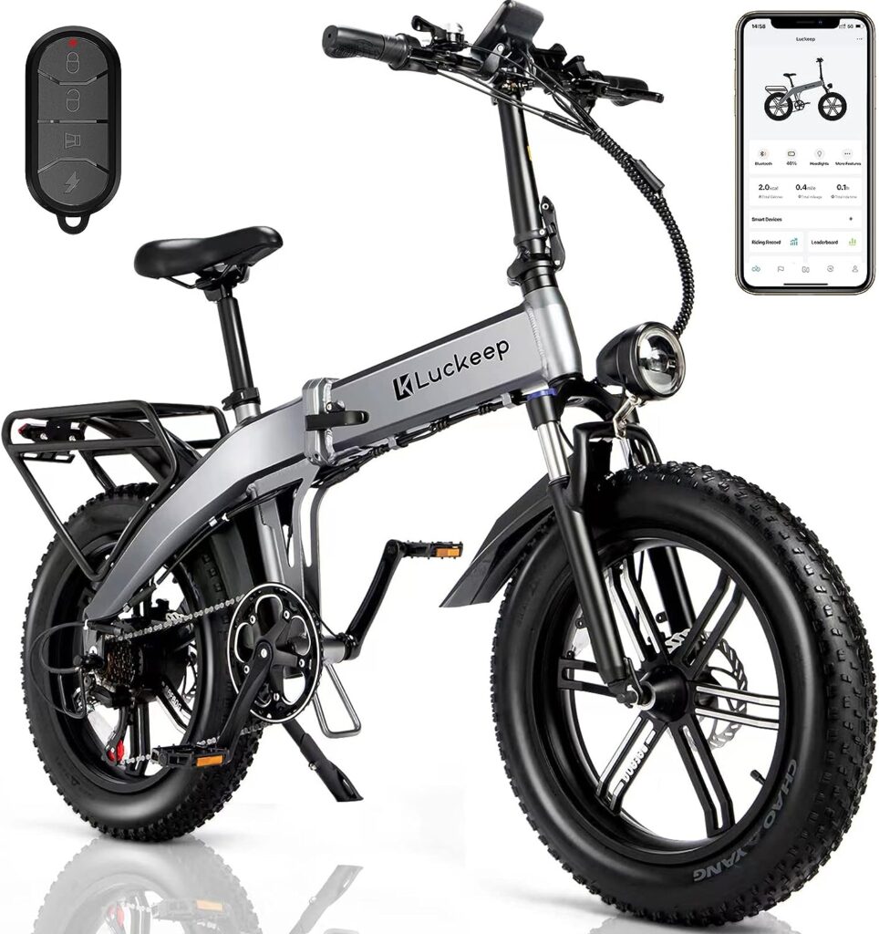 Folding Electric Bike for Adults, 750W BAFANG Motor,30MPH 60Miles Range, 48V 15Ah Battery, 20 Fat Tire Foldable Ebike with APP Control, Anti-Theft Alarm, Hydraulic Disc Brake Ebikes for Adults