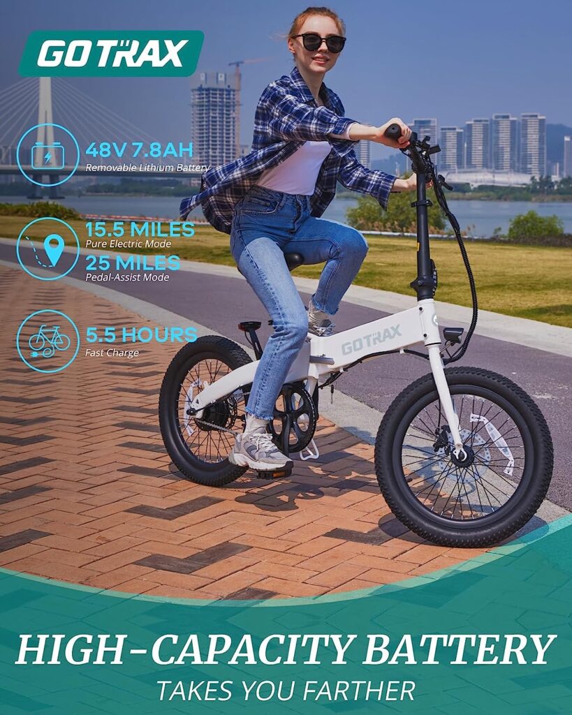 Gotrax F1 20 Folding Electric Bike for Adults, 20Mph Power by 350W, Weighs Only 45lbs, 48V Removable Battery and Smart LCD Display, 5 Pedal-Assist Levels, Suitable for Leisure Riding Commuting White