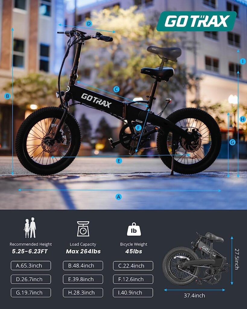 Gotrax F1 20 Folding Electric Bike for Adults, 20Mph Power by 350W, Weighs Only 45lbs, 48V Removable Battery and Smart LCD Display, 5 Pedal-Assist Levels, Suitable for Leisure Riding Commuting White