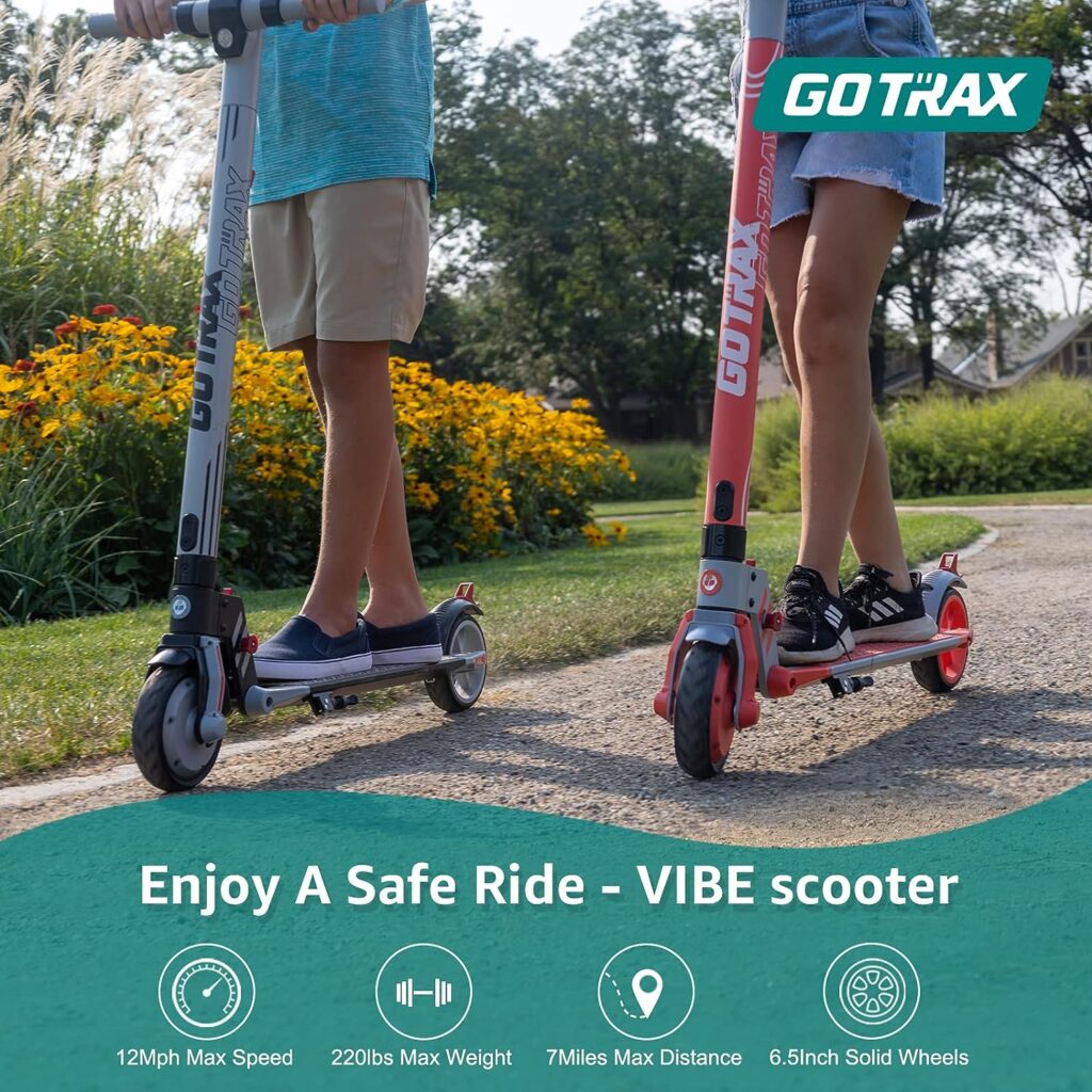 Gotrax Vibe Electric Kick Scooter, 6.5 Foldable Commuting Scooter for Kids 9-15, 12 MPH  7 Miles Range E Kick Scooters for Kids, Teens, Boys and Girls