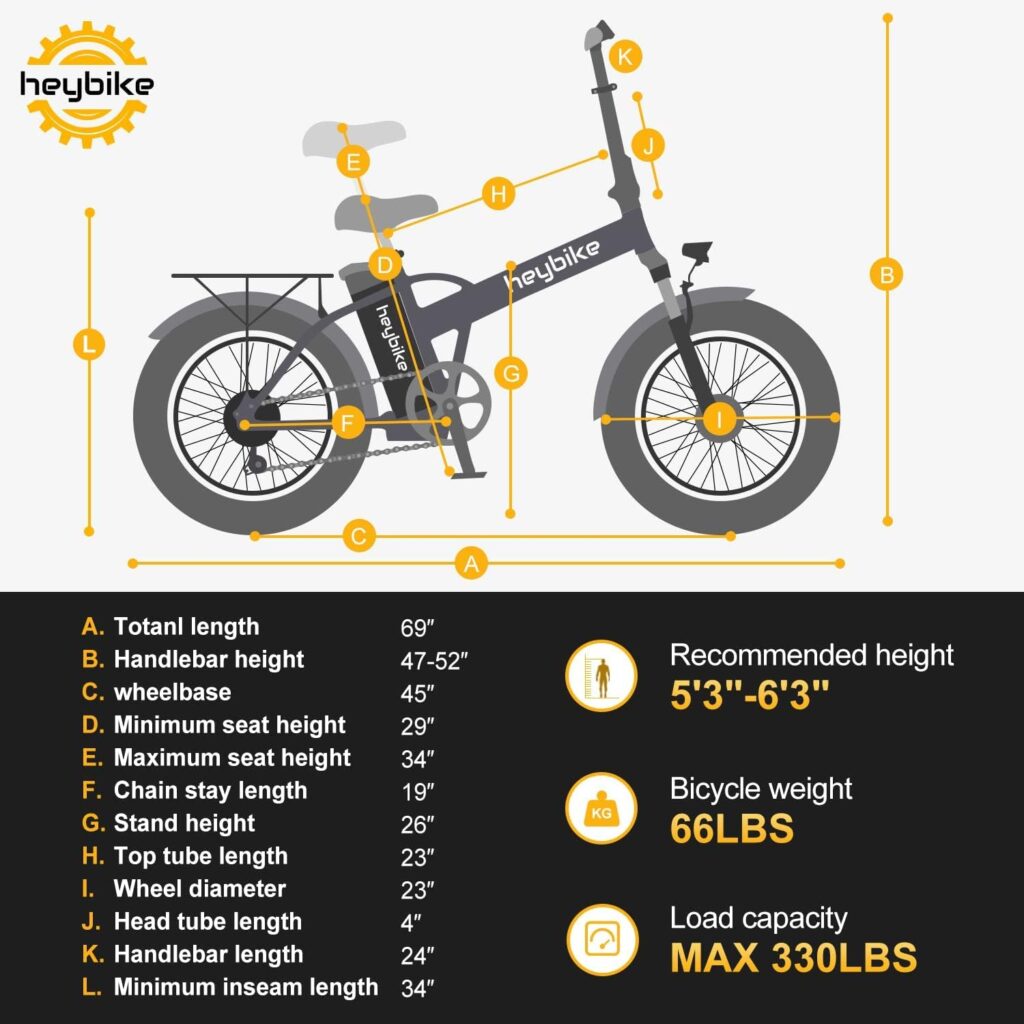 Heybike Mars Electric Bike Foldable 20 x 4.0 Fat Tire Electric Bicycle with 500W Motor, 48V 12.5AH Removable Battery and Dual Shock Absorber for Adults