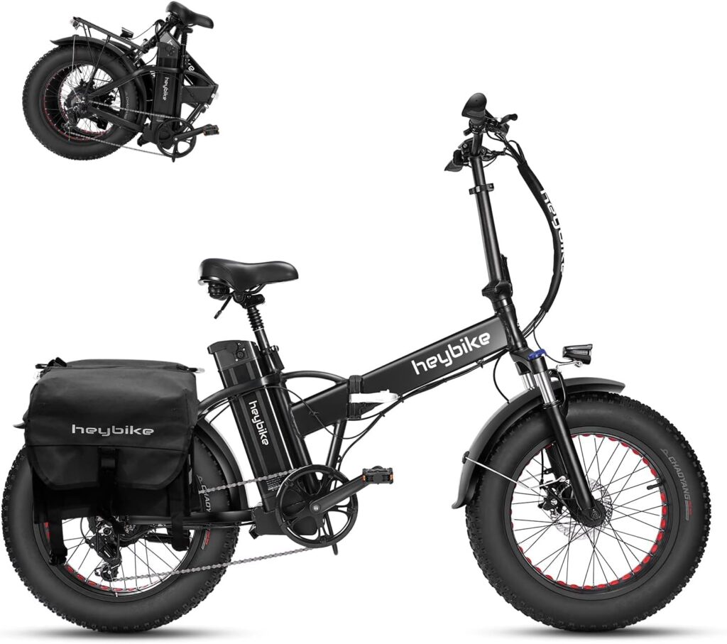 Heybike Mars Electric Bike Foldable 20 x 4.0 Fat Tire Electric Bicycle with 500W Motor, 48V 12.5AH Removable Battery and Dual Shock Absorber for Adults