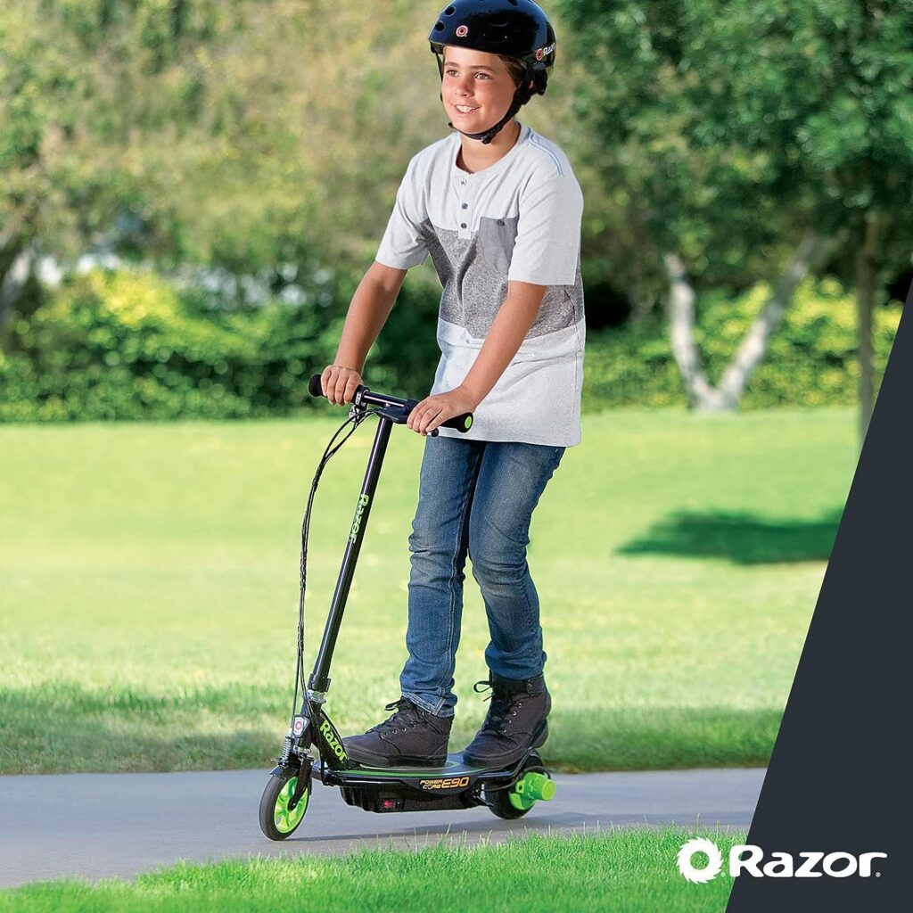 Razor Power Core E90 Electric Scooter for Kids Ages 8+ - 98w Hub Motor, Up to 10 mph and 65 min Ride Time, for Riders up to 120 lbs