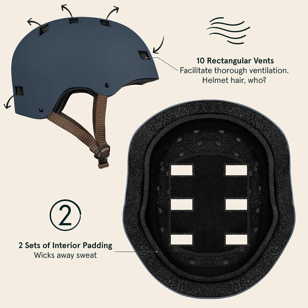 Multi-Sport Helmet, Reinforced Abs Shell Shock-Absorbing Eps Core Skateboard Cycling Helmet Smooth Ventilation System Adjustable Chin Strap 5 12 Year