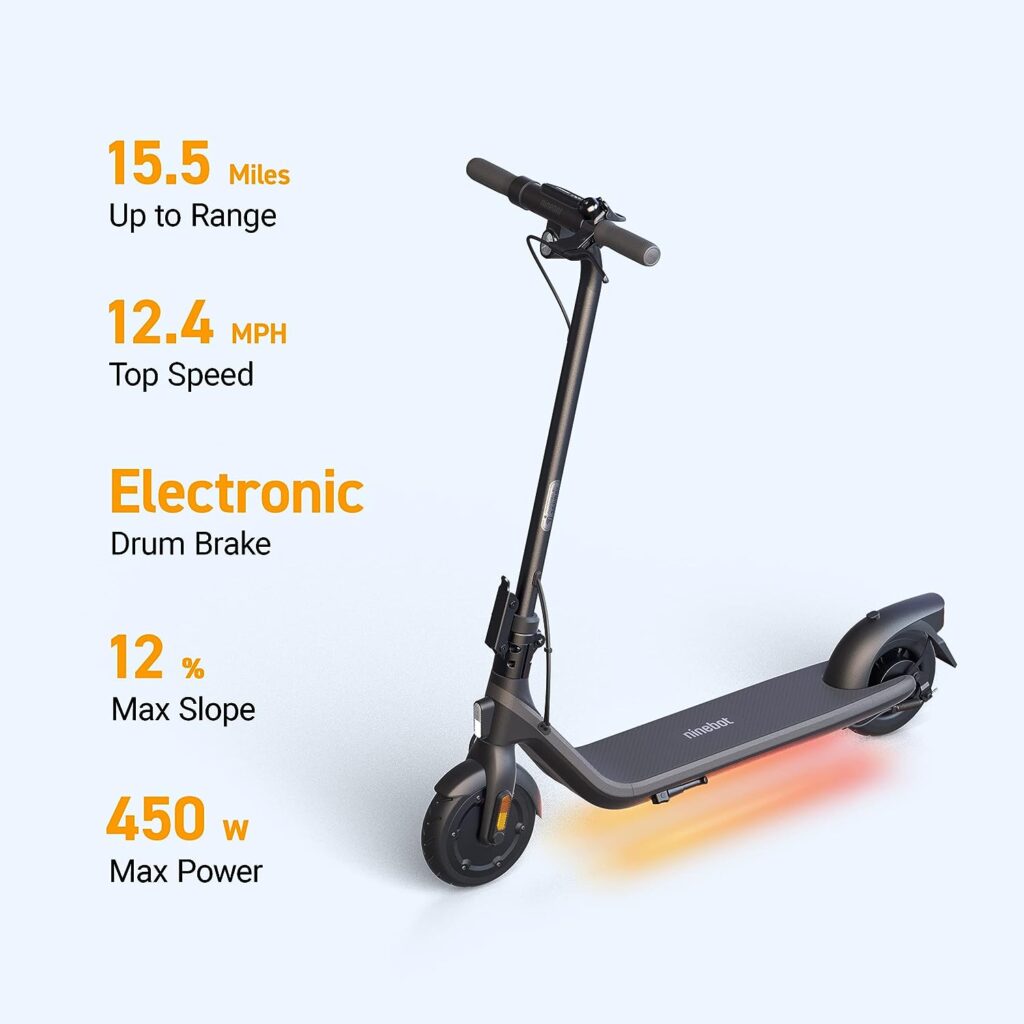 Segway Ninebot E2/E2 Plus/ES1L Electric KickScooter, Power by 250W-300W Motor, Up to 12.4-15.5 Miles Range  12.4 MPH-15.5 MPH, 8.1 Tires, Electronic Drum Brake, Commuter E-Scooter for Adults