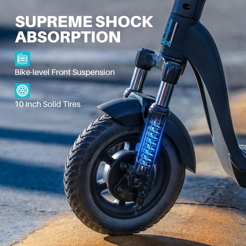 SmooSat MAX Folding Commuter Scooter for Adults, Electric, 500W Brushless Motor, Front Suspension, 30 Miles Real Range, Up to 18.6 MPH Speed, 10 Solid Tires, 264 lbs Max Load