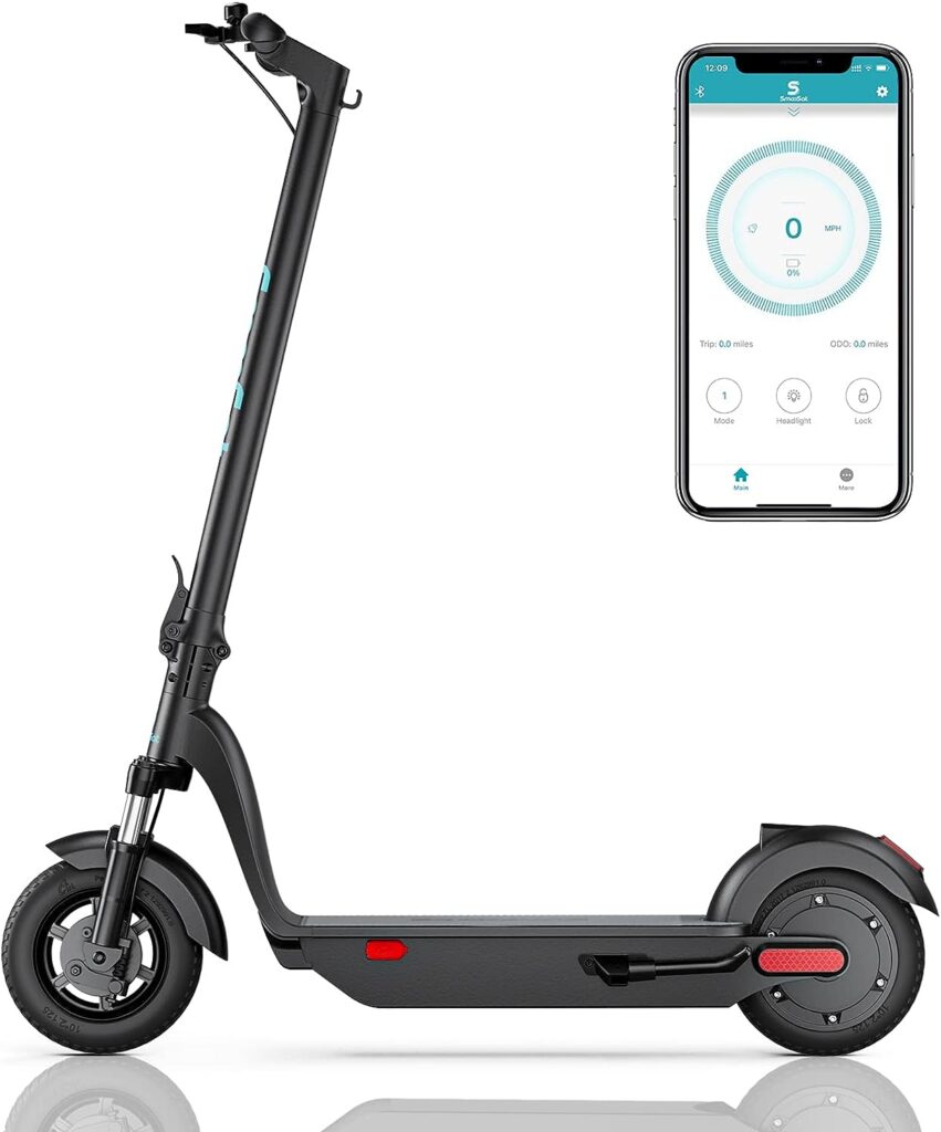 SmooSat MAX Folding Commuter Scooter for Adults, Electric, 500W Brushless Motor, Front Suspension, 30 Miles Real Range, Up to 18.6 MPH Speed, 10 Solid Tires, 264 lbs Max Load