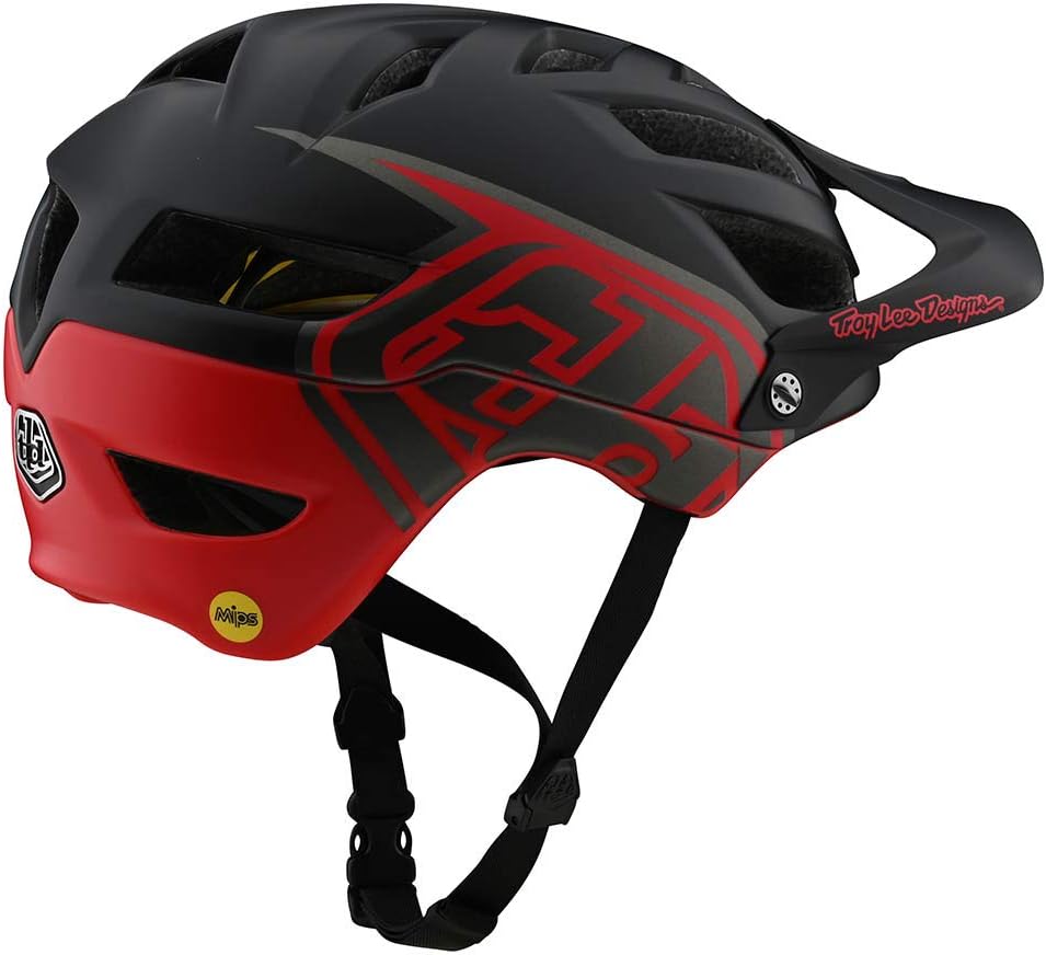 Troy Lee Designs Adult | Trail | All Mountain | Mountain Bike A1 MIPS Classic Helmet - (Black/Red, Medium/Large)