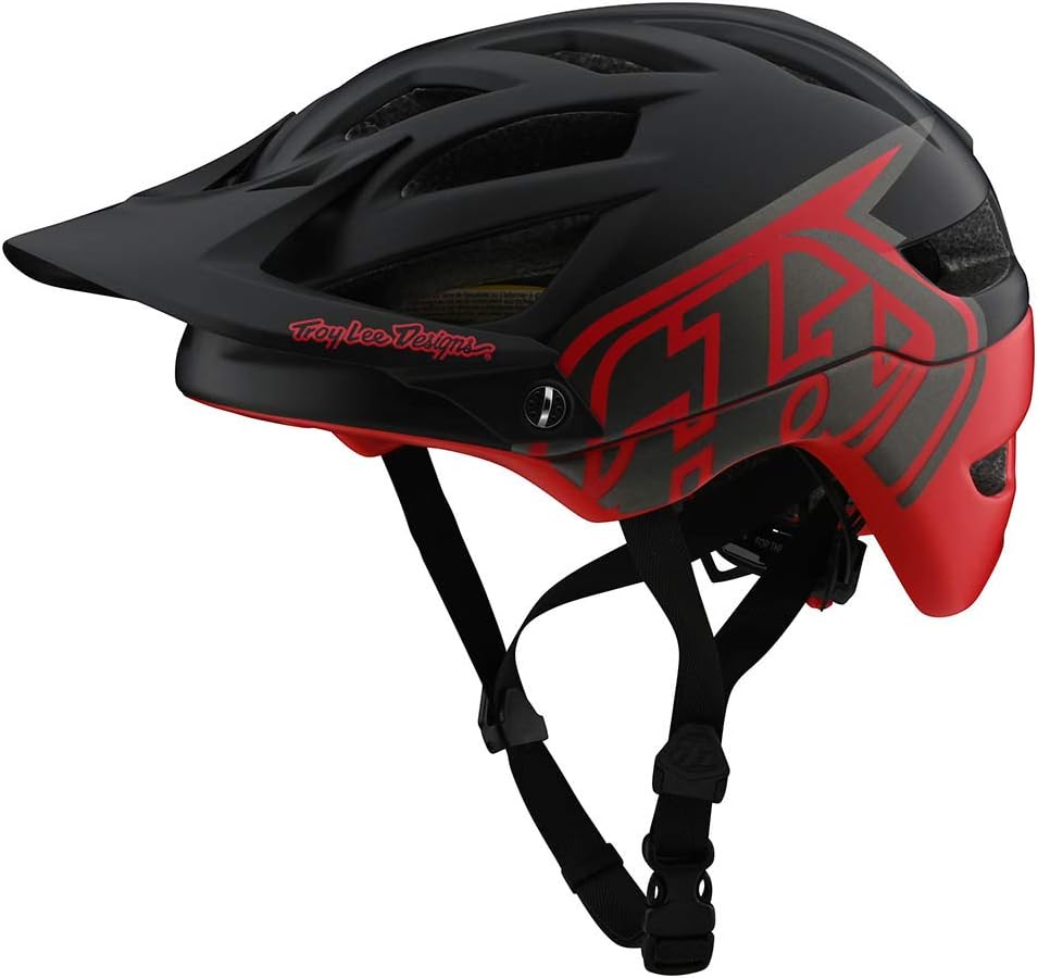 Troy Lee Designs Adult | Trail | All Mountain | Mountain Bike A1 MIPS Classic Helmet - (Black/Red, Medium/Large)