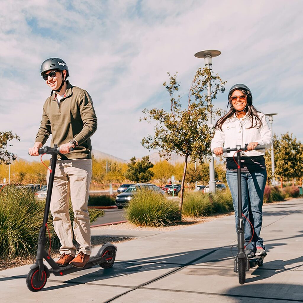 VOLPAM SP06 Electric Scooter, 8.5 Solid Tires, 19 Mph Top Speed, Up to 19 Miles Long-Range, Portable Folding Commuting Scooter for Adults, with Double Braking System and App