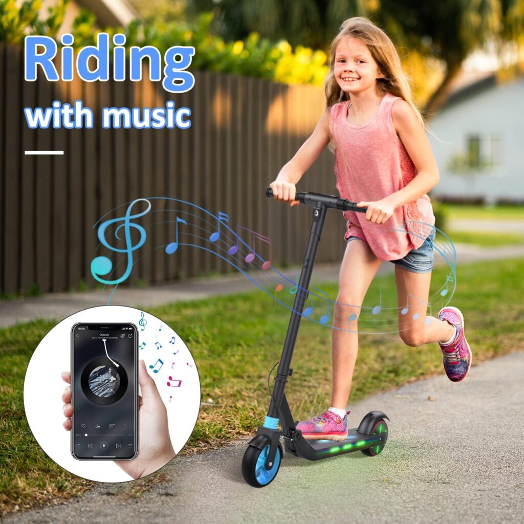 VOLPAM SR05 Electric Scooter for Kids Age of 6-12, Brushless Motor with Colorful Rainbow Lights