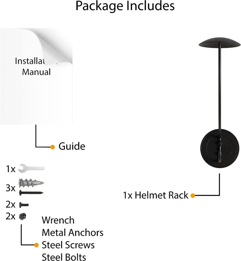 Wallniture Casco Bike Helmet Rack Wall Mount, Garage Storage, Hooks for Hanging Motorcycle Accessories Metal, Black