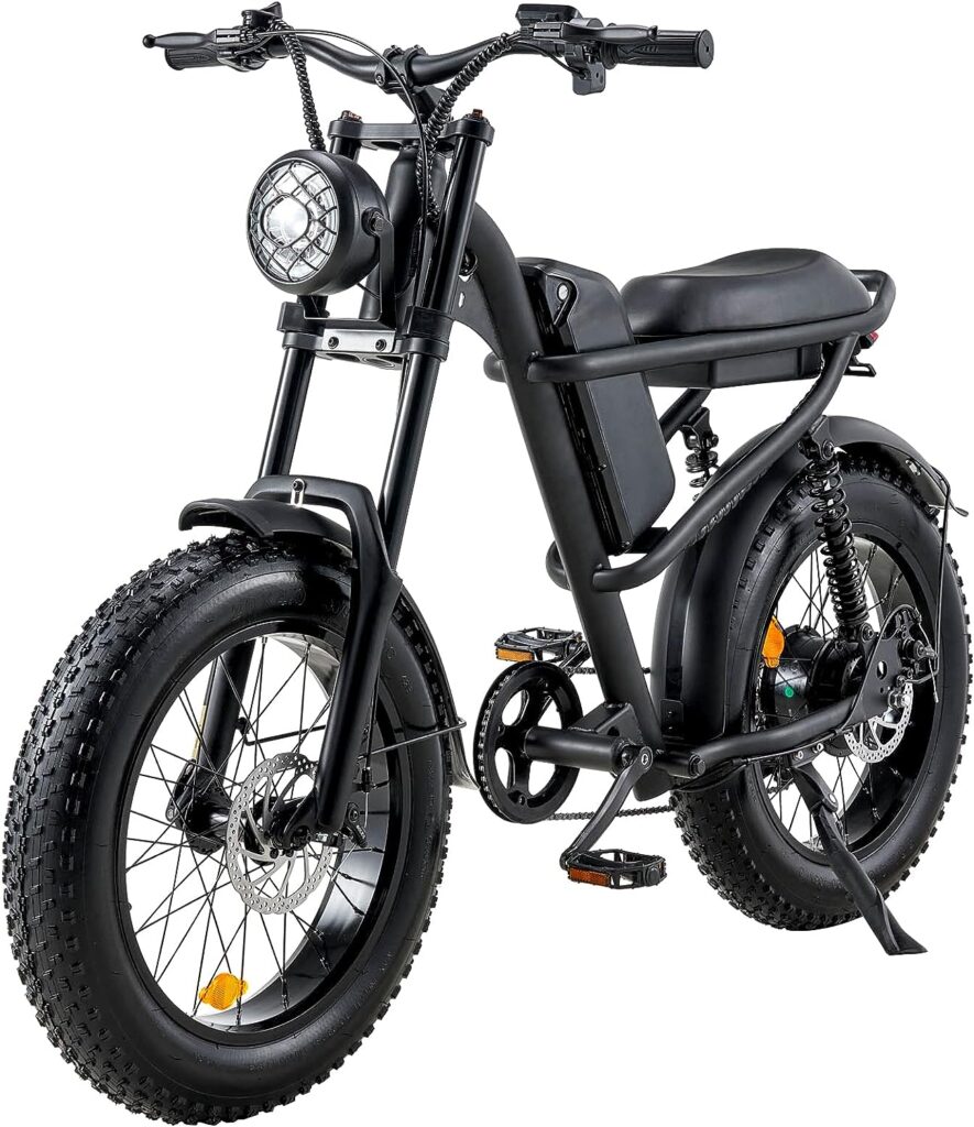 1000W Electric Bike for Adults 30Mph, 20 x 4.0 Fat Tire Electric Mountain Bike, Ebike Removable 48V/15AH Battery, E Bike Full Suspension Shimano 7 Speed Electric Bicycle for Snow Beach Mountain