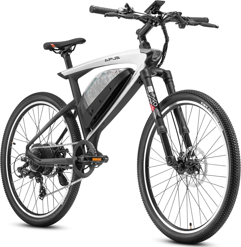 eAhora APUS Peak 1000W Electric Bike 20Ah Carbon Fiber Bikes 26 Inch Electric Mountain Bike,Color Display with USB Port