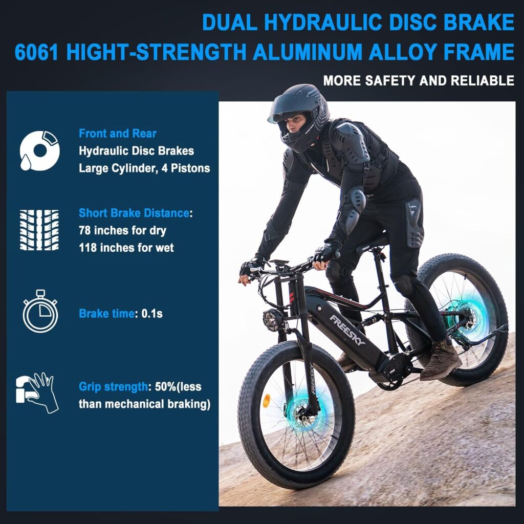 FREESKY Electric Bike for Adults 1000W BAFANG Motor 48V 20Ah Samsung Cells Battery 26 Fat Tire Full Suspension 35MPH Ebike