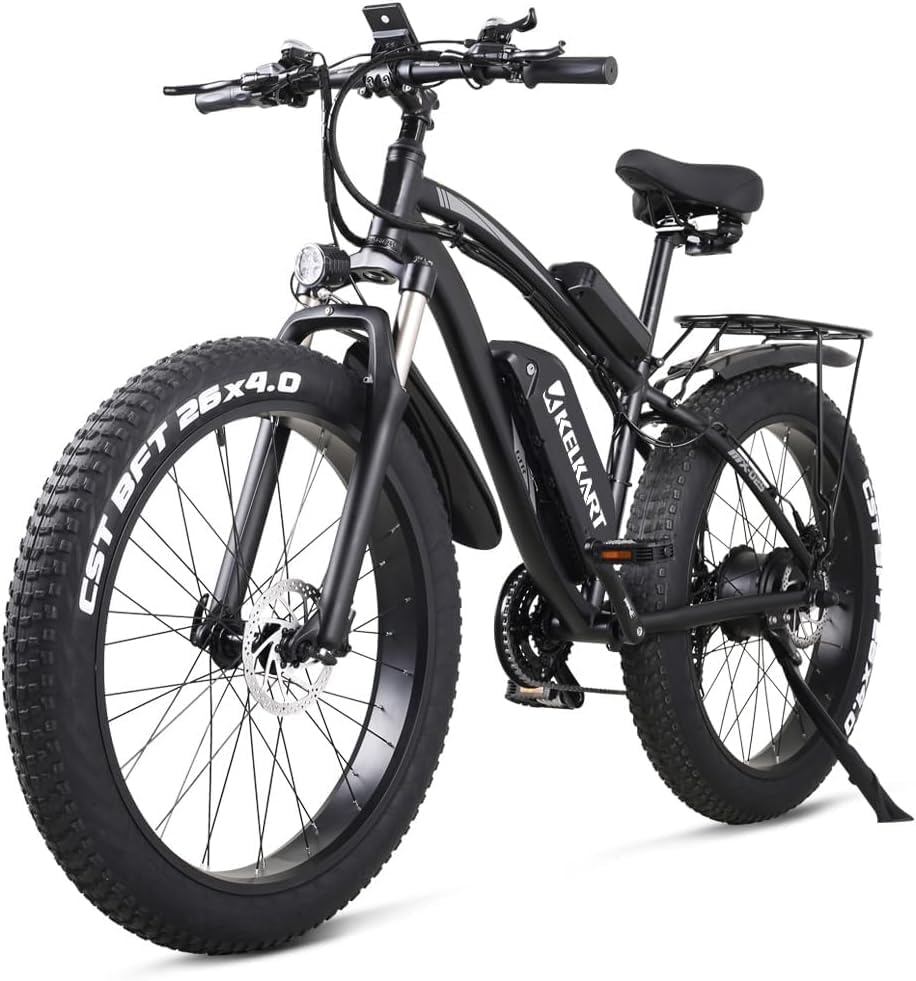 KELKART Electric Mountain Bike2000W/1000W with 48V 22Ah/17Ah Removable Battery 26 Fat Tire E-Bike, 35MPH, 21 Speed, Snow Beach Electric Bike for Adult