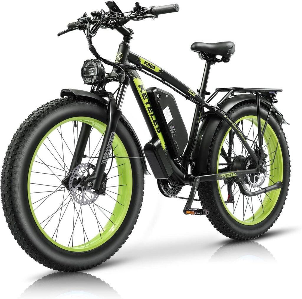 KETELES 1000W Electric Bike 26 x 4.0 Fat Tire Cruise Electric Bicycle for Adults 17.5AH Removable Battery City Ebike Up to 26MPH Front Fork Suspension Commuter Electric Mountain Bike for Man