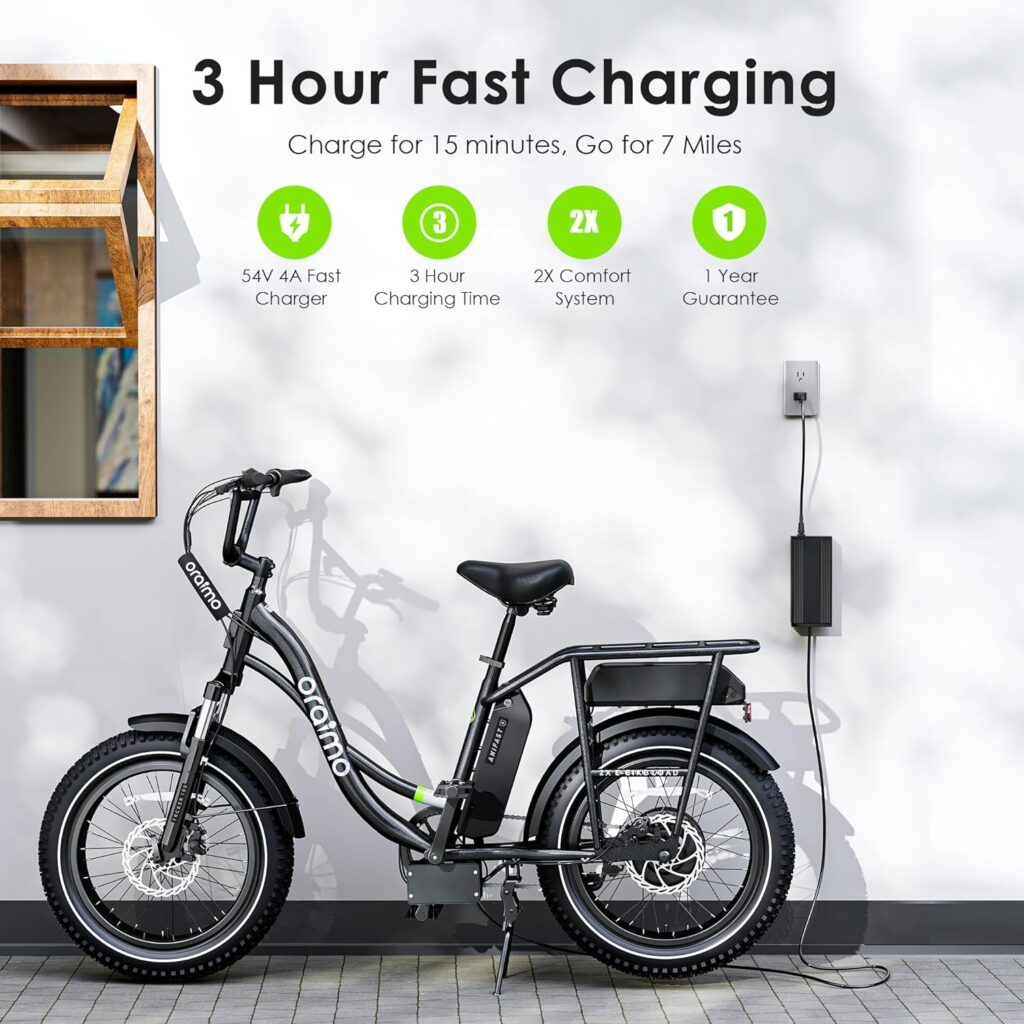 Oraimo Electric Bike for Adults, 750W Motor (Peak 1000W) 20 x 4.0 Fat Tire with Dual Shock Absorber, Max 48V 20.8Ah Dual Removable Battery, Ebike with 4A 3H Fast Charge, Complies to ANSI/CAN/UL2849