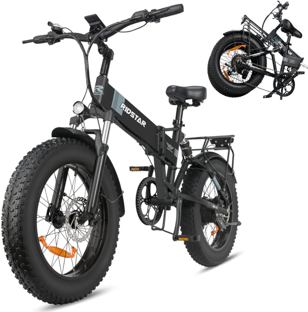Ridstar Electric Bike for Adults, 20 Electric Mountain Bike 1000W Ebike, 28MPH Adult Electric Bicycle with 48V Removable Battery, Shimano 7 Speed