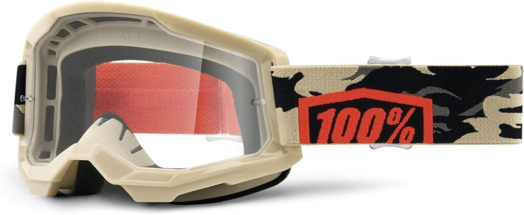 100% Strata 2 Sand Motocross  Mountain Bike Goggles - MX and MTB Racing Protective Eyewear