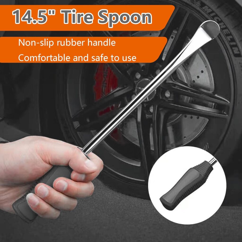 14.5inch Tire Spoons Motorcycle, Lawn Mower,Dirt Bike Tire Spoon Set, Professional Tire Changing Spoons Lever Iron Removal Tool Kit with Bag 3x14.5 inch Tire Irons and 2 Rim Protector