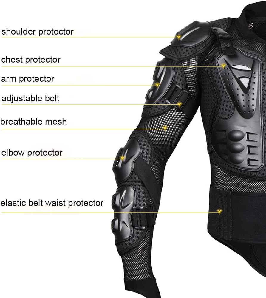 Adult Motorcycle Protective Jacket and Knee Pads, Motorcycle Accessories, Back Spine Chest Protector, Full Body Chest Armor for Motocross Dirt Bike Gear