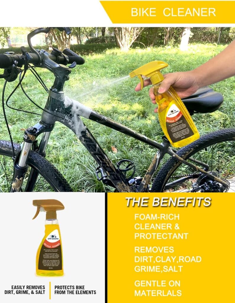 Bike Cleaner kit,Perfect kit to Clean/Protect/Lube Bicycle,with Chain Scrubber,Cleaning Brush Tool,Bike Cleaner(19oz),Degreaser(10oz),Wet Lubricant(2oz)