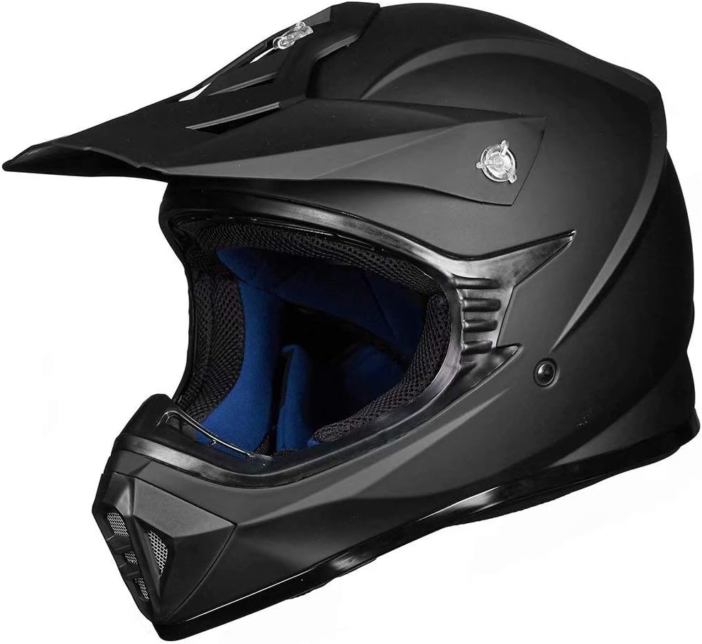 ILM Adult Dirt Bike Helmets Motocross ATV Dirtbike BMX MX Offroad Full Face Motorcycle Helmet, DOT Approved Model 128S (Matte Black, Adult-L)