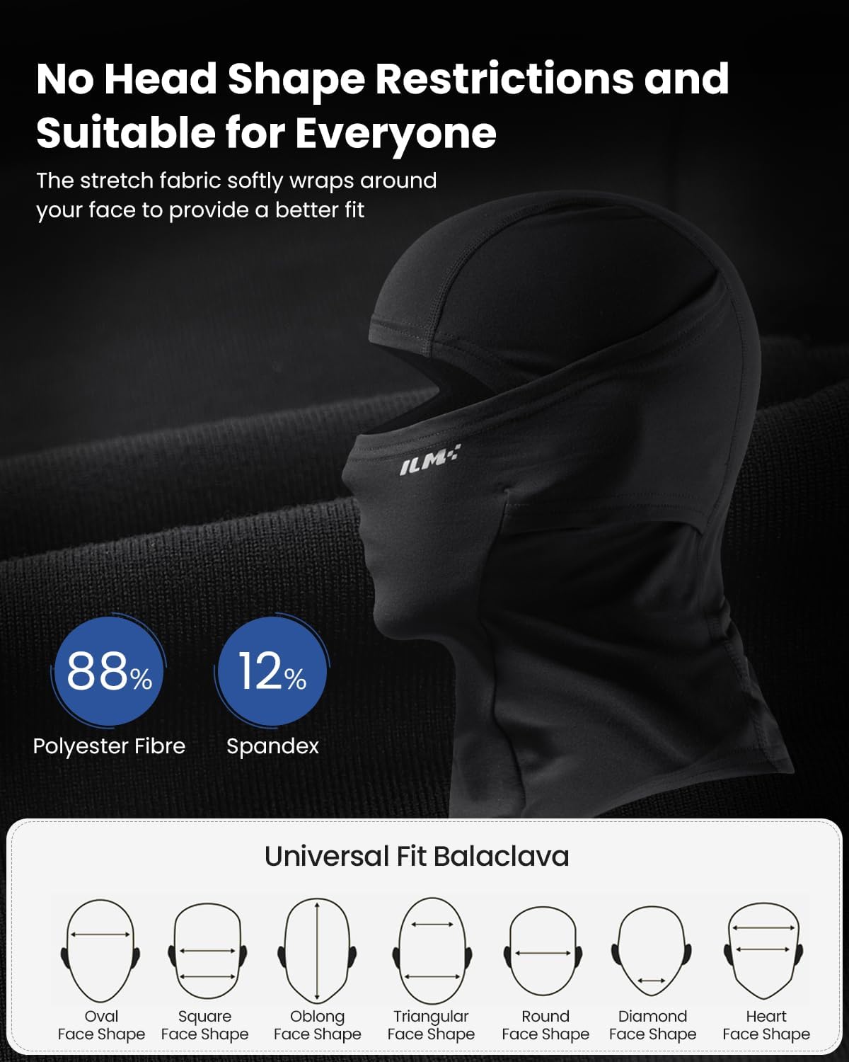 thumbnail image 2 of ILM Motorcycle Balaclava Face Mask Adult Youth For Ski Model FM01 2 of 13