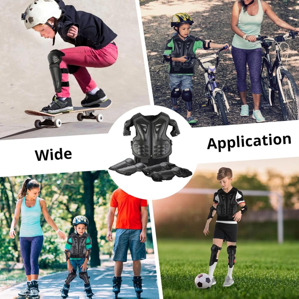 Kids Dirt Bike Gear, 5 PCS Kids Motorcycle Armor Suit Youth Motocross Protective Gear for Boys Girls Chest Protector with Elbow  Knee Pads for Biking Skateboarding Go-Karting