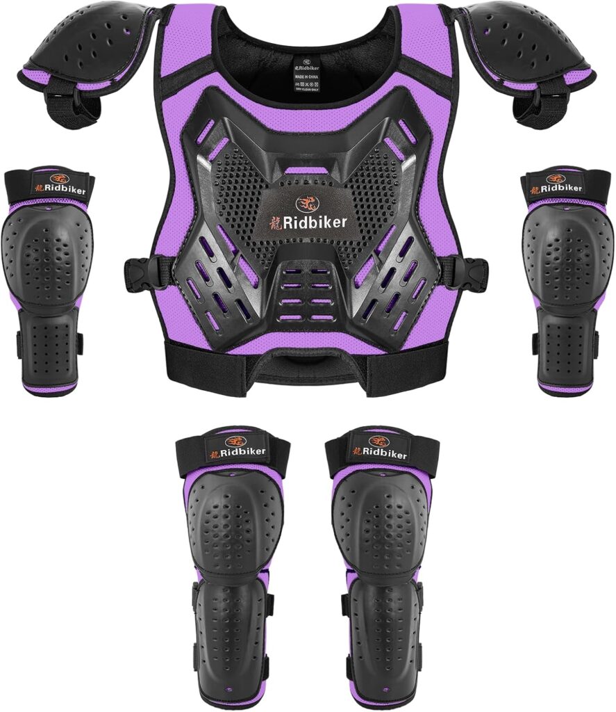 Kids Dirt Bike Gear Armor Vest Suit, Motorcycle Chest Protector with Knee Elbow Pads, Youth Riding Protective Gear for Motocross Cycling Skating Ski Off-Road