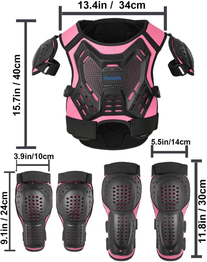 Kids Dirt Bike Gear, Youth Motocross Armor Protective Vest Suit，Children Chest Back Knee Elbow Protection for Cycling ATV