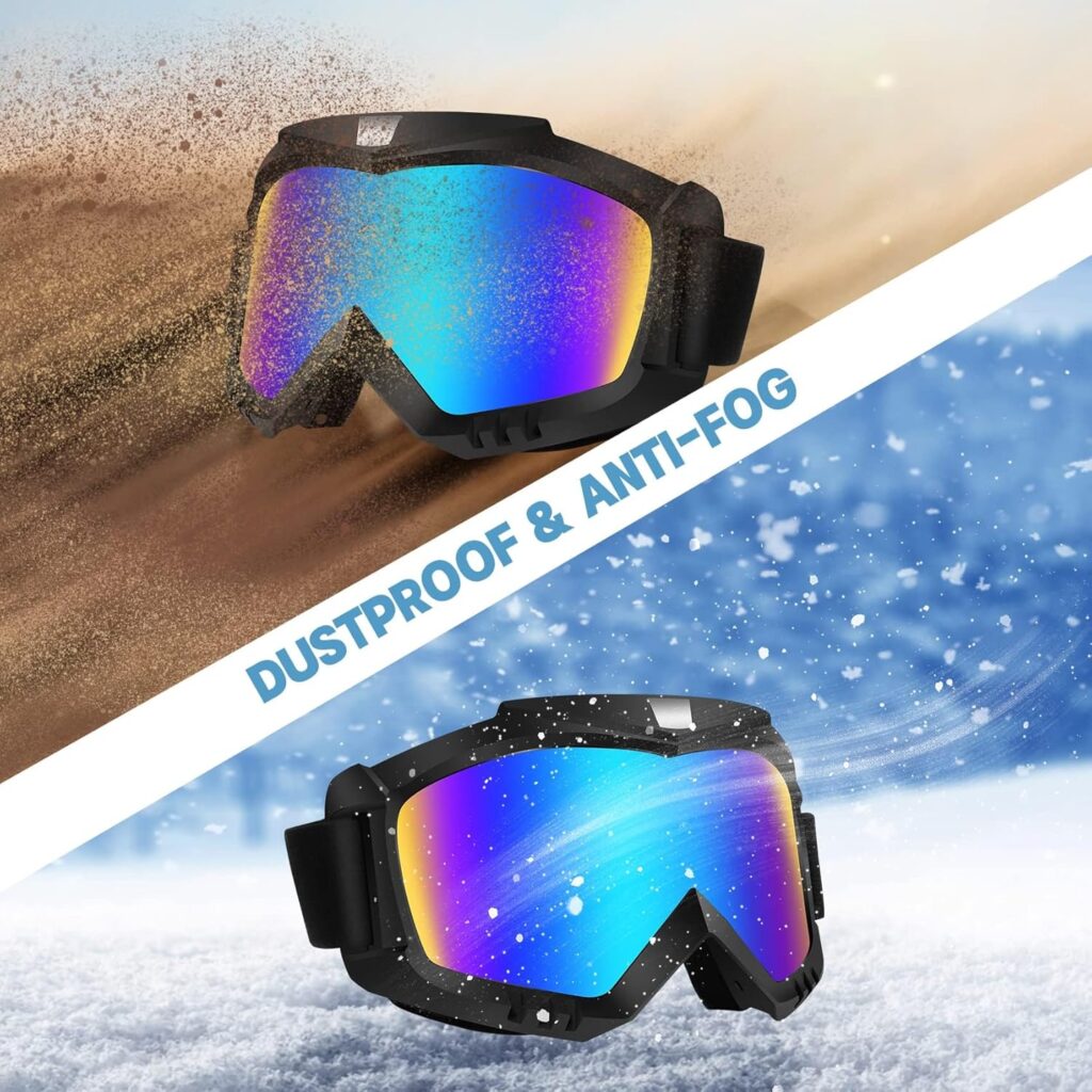 Lievermo Dirt Bike Goggles, Motorcycle Goggles 2 Pack ATV Goggles Riding Goggles Ski Goggles Windproof Glasses Racing Goggles