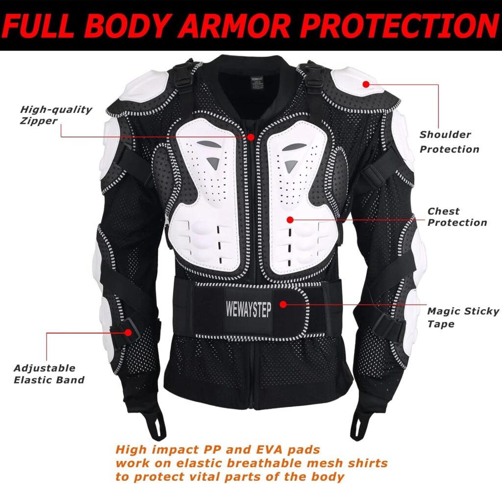 Motorcycle Protective Jacket Full Body Armor, Chest Spine Protection Dirt Bike Gear for Men Motocross MTB Racing