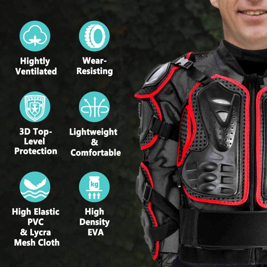 Motorcycle Protective Jacket Full Body Armor Protection Dirt Bike Gear ATV Protective Safety Gear Riding Racing Armor Motocross Protector Jacket Men Women For Off-Road Motorbike Cycling Skiing Skating