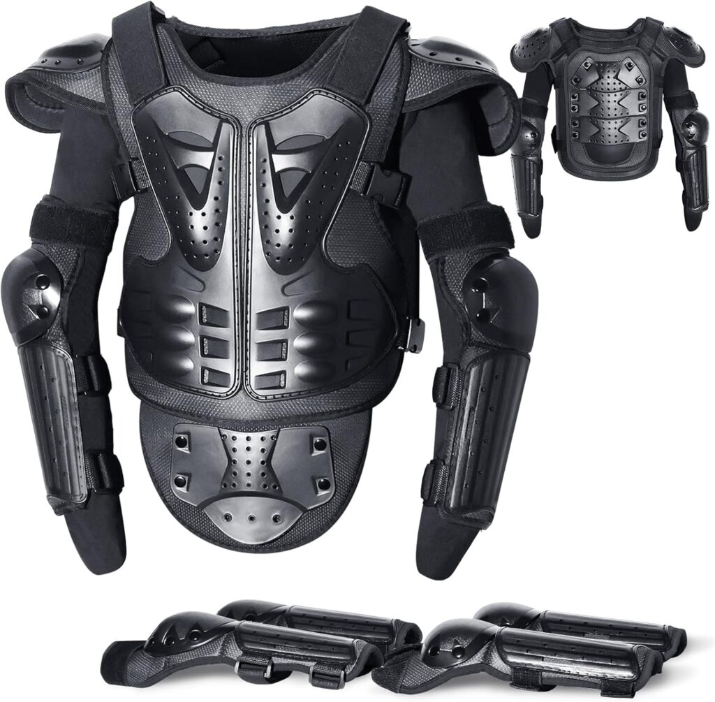 StarknightMT Upgraded Kids Motorcycle Armor Suit Teen Dirt Bike Gear Riding Protective Set for Cycling, Skateboarding, Skiing, Skating, Off-Road (Black)