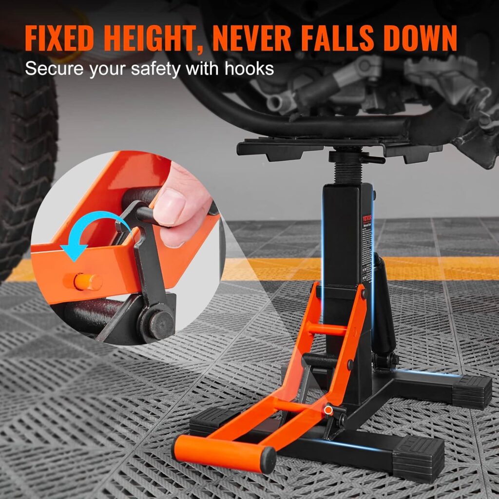 VEVOR Dirt Bike Lift Stand, Motorcycle Jack Lift Stand 440 lbs Capacity and Hydraulic Lift Operation, Adjustable Height Hoist Table, for Dirt Pit Bike Repair, Maintenance, Dirt Bike Accessories