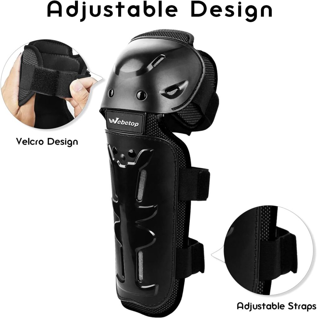 Webetop 4pcs Knee Shin Guards Elbow Guards Adult Dirt Bike Protective Gear for Men Adjustable Elbow and Knee Pads Motocross Mountain Bike Motorcycle