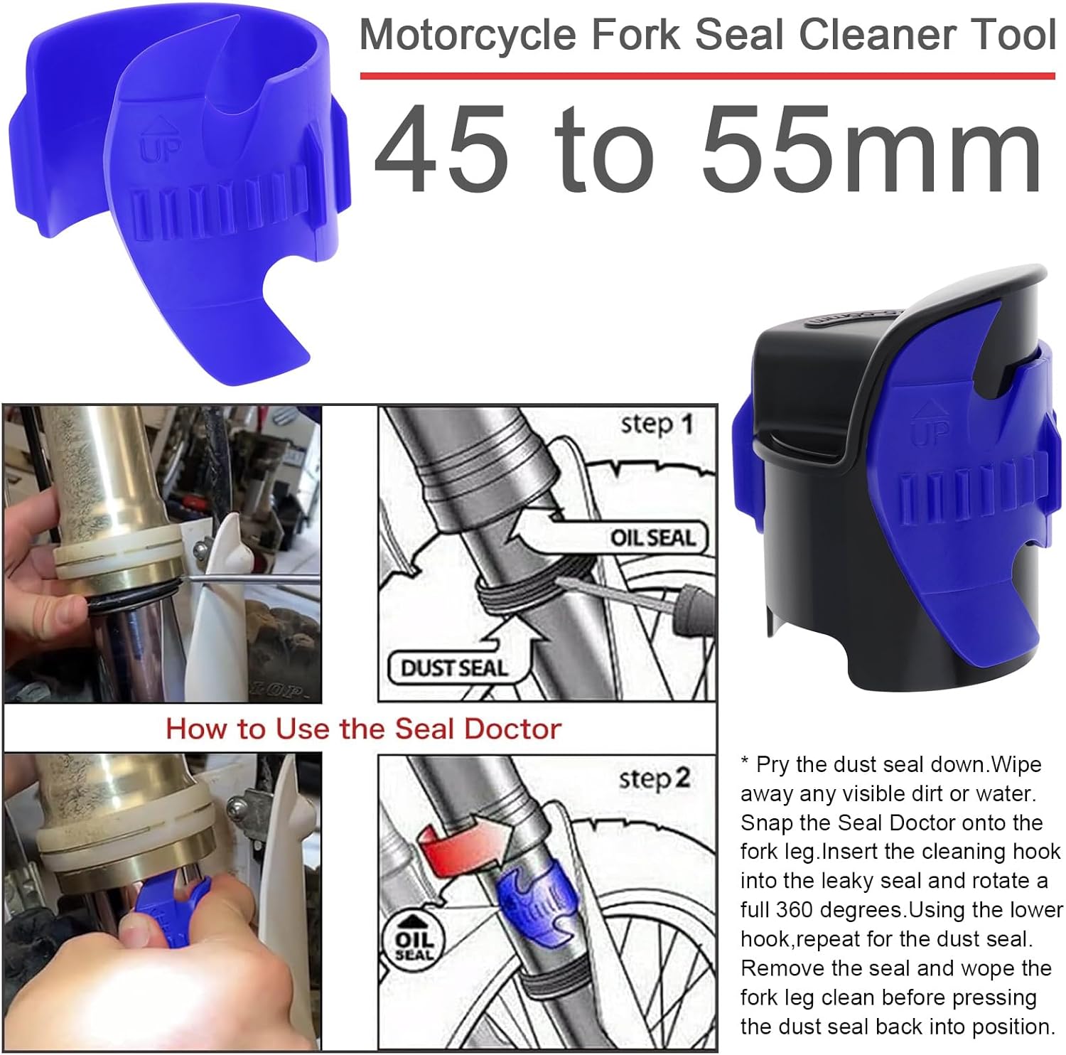 thumbnail image 2 of Seal Doctor Fork Seal Cleaner Tool - Small Size 35mm-45mm Fork Tubes - 00-123 2 of 3