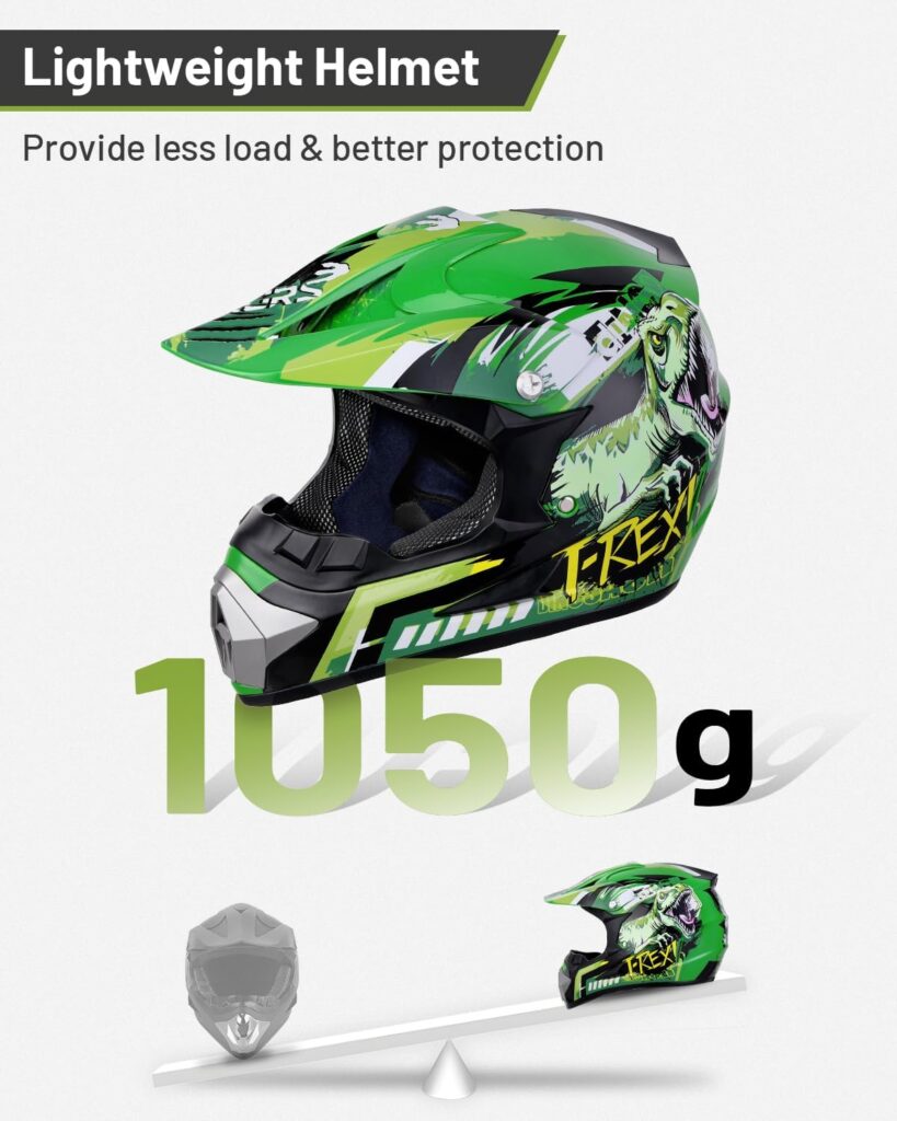 DOT Youth Dirt Bike Helmet with Goggles  Gloves for 5-14 Years Old, Kid ATV Helmet for Youth Boys Girls, Four Wheeler Helmet Kids, Motocross BMX MX UTV Offroad Street Go Kart Riding Dirt Bike